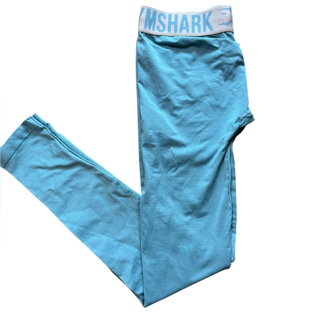Gymshark Light Blue Leggings Women’s Small Elastic Logo Waistband - Picture 5 of 5
